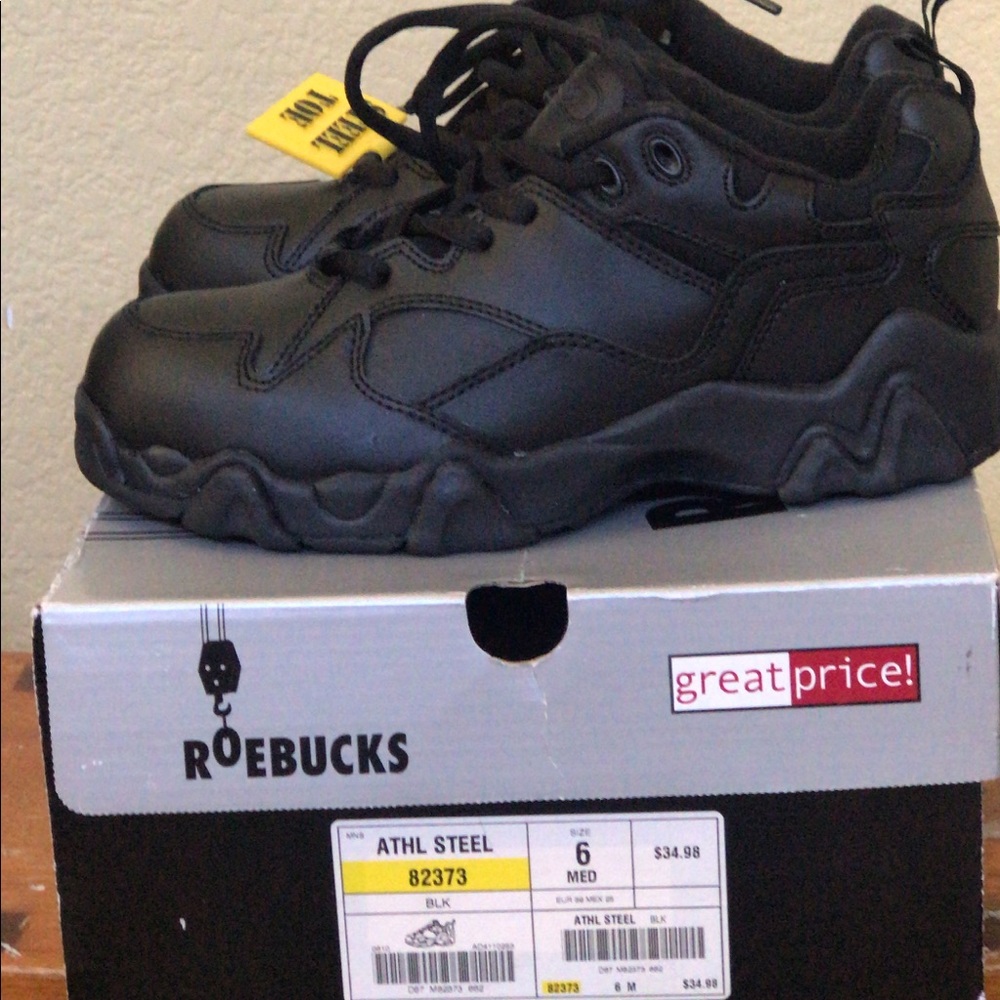 New Roebucks Men’s Steel Toe Shoes, Size 6